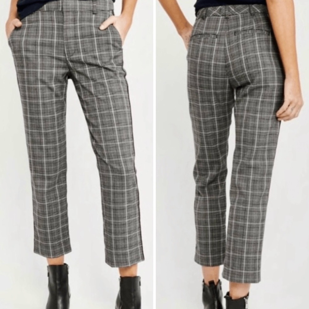 Abercrombie & Fitch Simone Grey Plaid High Rise Ankle Flare Trouser Pants Size M - Picture 9 of 9